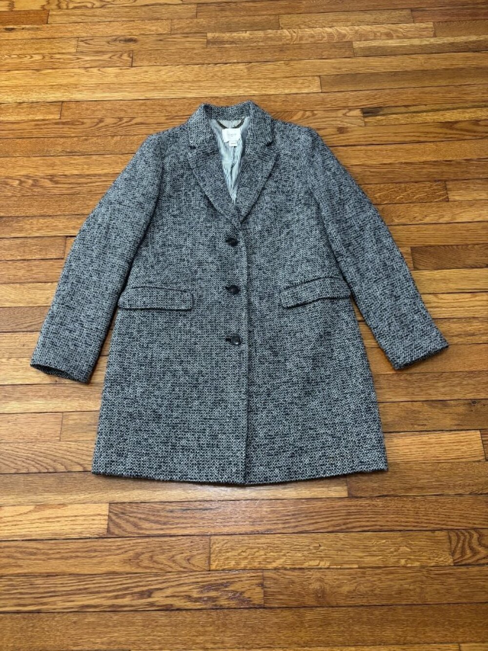 J. Crew Womens Overcoat Size 4 Gray Wool Blend Speckled Knit Topcoat Coat Preppy